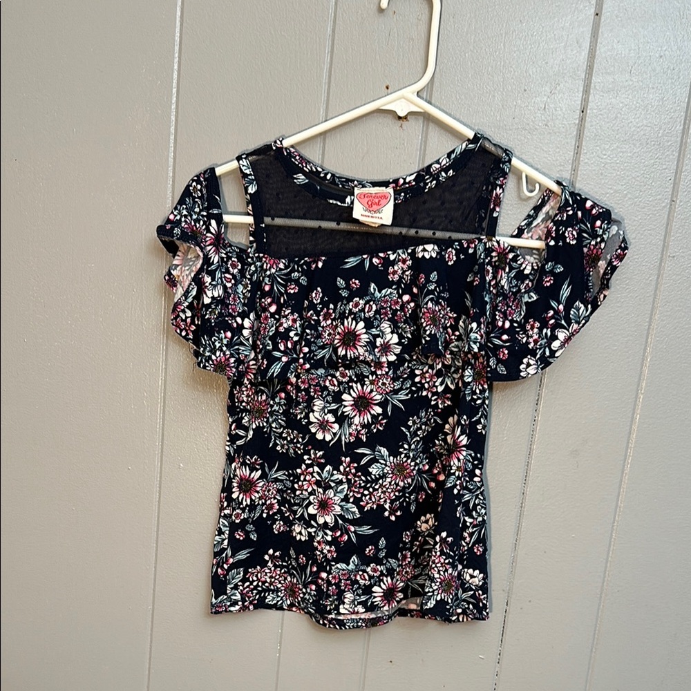 Forever Girl Floral Off-Shoulder Top girls size 14/16